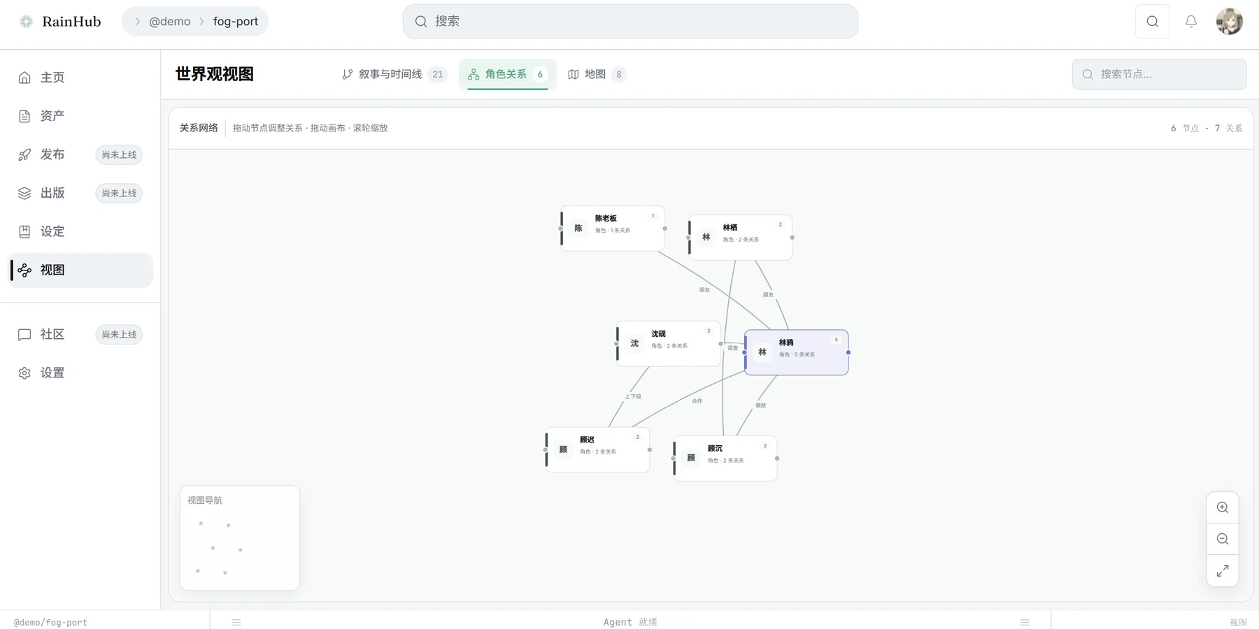 RainHub 角色与关系图谱